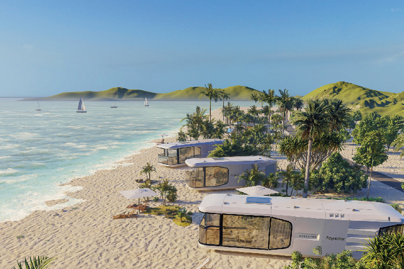 ビーチに設置されたAIスマートハウスの写真