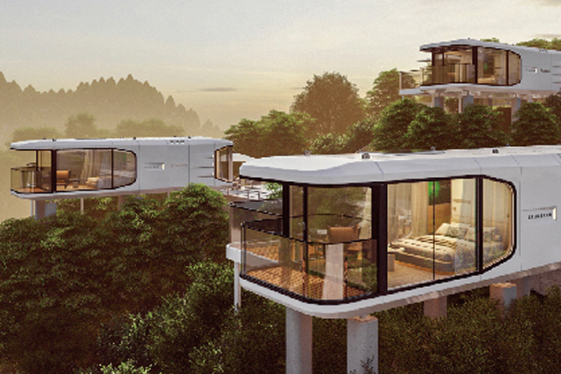 森に設置されたAIスマートハウスの写真